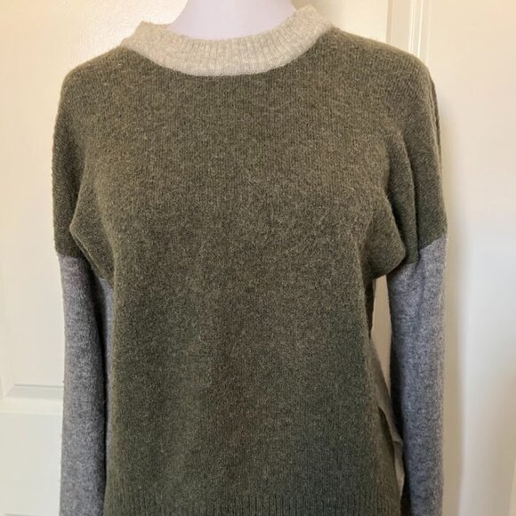 Madewell Gray Green Merino Wool Alpaca Blend Pullover Long Sleeve Sweater XS - Picture 1 of 12